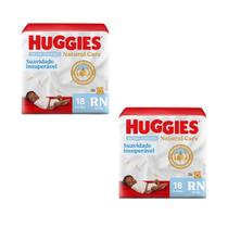 Fralda huggies natural care RN recém nascido com 2 pacotes