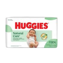 Fralda huggies Natural Care RN recém nascido com 34 unidades