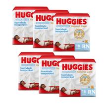 Fralda huggies natural care RN recém nascido com 6 pacotes