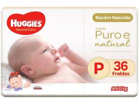 Fralda Huggies Premium Puro e Natural - Tam. P 0 a 6kg 36 Unidades