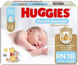 Fralda huggies rn natural care c/18 unidades até 4kg