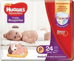 Fralda Huggies Supreme Care Recém Nascido Roupinha P com 24 fraldas - Até 6 quilos