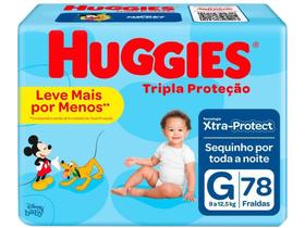 Fralda Huggies Tripla Proteção Tam. G - 9 a 12,5kg 78 Unidades Fralda Huggies Tripla Proteção Tam. G - 9 a 12,5kg 78 Unidades