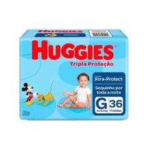 Fralda Huggies tripla proteção tamanho G pacote mega 36 unidades