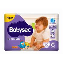 Fralda Infantil Babysec Premium Hiper G com 60 Unidades