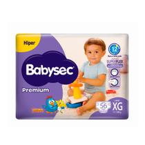 Fralda Infantil Babysec Premium Hiper XG com 56 Unidades