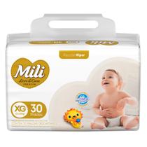 Fralda Infantil Mili Love e Care Premium Hiper Tamanho XG com 30 Unidades Descartáveis