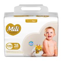 Fralda Infantil Mili Love e Care Premium Hiper Tamanho XXG com 28 Unidades Descartáveis Fralda Infantil Mili Love e Care Premium Hiper Tamanho XXG com 28 Unidades Descartáveis