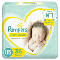 Fralda Infantil Pampers Premium Care RN com 36 unidades