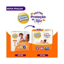 Fralda Infantil Pom Pom Derma Protek G 24 Unidades Proteção Delicada para o Seu Bebê!