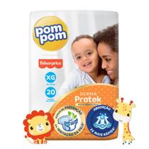 Fralda Infantil Pom Pom Ficher-Price Derma Protek XG com 20 unidades