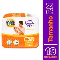 Fralda Infantil Pom Pom Proteção De Mãe Jumbinho RN C/ 18 Un