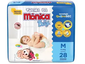 Fralda Infantil Turma da Mônica Baby Jumbo Tamanho M 28 Fraldas Descartáveis