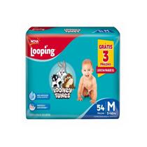 Fralda looping looney tunes hiper nova m 54 unidades