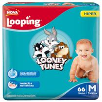 Fralda looping looney tunes hiper - tamanho m