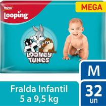 Fralda Looping Looney Tunes Mega M com 32 Unidades