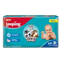 Fralda Looping Looney Tunes Mega P com 42 Unidades