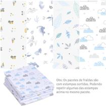 Fralda luxo mami c/ bainha estampada 68cm x 68cm caixa contem 05 un -