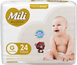 Fralda Mili Love Care Premium Jumbo G 24 un Mili