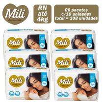 Fralda Mili Love & care Premium RN recém nascido com 6 pacotes