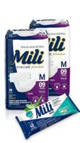 fralda Mili Vita Care Tam.M Kit com Lenço Umedecido