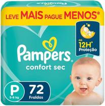 Fralda Pampers Confort Sec Bebê 5 A 8kg Tamanho ( P ) Com 72 Unidades
