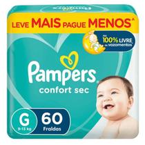 Fralda Pampers Confort Sec Fortbag G com 60 unidades