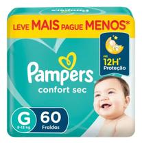 Fralda Pampers Confort Sec G 9kg 60 Unidades Noites Secas Garantidas Fralda Pampers Confort Sec G 9kg 60 Unidades Noites Secas Garantidas
