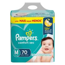 Fralda Pampers Confort Sec Hiper Bag Tam M 6 a 10kg com 70 Unidades