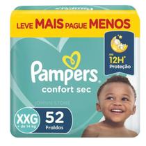 Fralda Pampers Confort Sec Pack tamanho XXG pacote com 52 Unidades