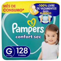 Fralda Pampers Confort Sec Tam. G 9 a 13kg 128 Fraldas
