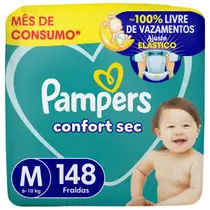 Fralda Pampers Confort Sec Tam. M 6 a 10kg 148 Unidades