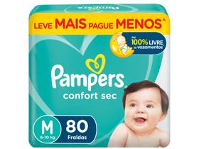 Fralda Pampers Confort Sec Tam. M 6 a 10kg - 80 Unidades