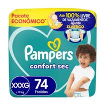 Fralda Pampers Confort Sec Tam. XXXG (+19kg) 74 Unidades Fralda Pampers Confort Sec Tam. XXXG (+19kg) 74 Unidades