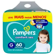 Fralda Pampers Confort Sec Tamanho G Leve Mais Por Menos 60 Unidades Descartáveis