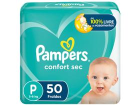 Fralda Pampers Confort Sec Tamanho P Pacote Mega com 50 Fraldas Descartáveis Fralda Pampers Confort Sec Tamanho P Pacote Mega com 50 Fraldas Descartáveis