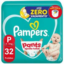 Fralda Pampers Pants Ajuste Total Mega P 32 Unidades Fralda Pampers Pants Ajuste Total Mega P 32 Unidades