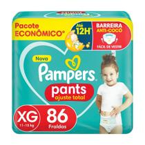 Fralda Pampers Pants Ajuste Total Tamanho XG com 86 Unidades Descartáveis