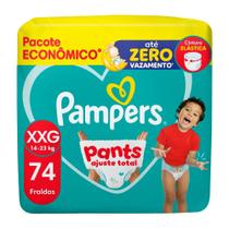 Fralda Pampers Pants Ajuste Total Tamanho XXG com 74 Unidades Descartáveis Pacote Econômico