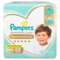 Fralda Pampers Premium Care Jumbo Tamanho XXXG 52 Unidades Descartáveis