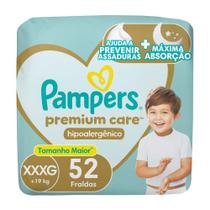 Fralda Pampers Premium Care Jumbo Tamanho XXXG 52 Unidades Descartáveis