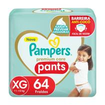 Fralda Pampers Premium Care Pants Top Tamanho XG com 64 unidades