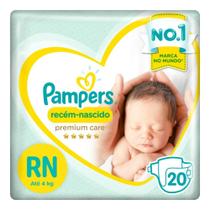 Fralda Pampers Premium Care Recém Nascido com 20 unidades - Até 4 Kg
