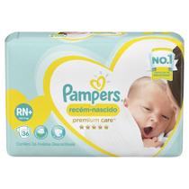 Fralda pampers premium care rn+ 36 unidades até 6 kg