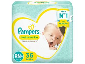 Fralda Pampers Premium Care RN+ - Até 6kg 36 Unidades