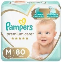 Fralda Pampers Premium Care Tamanho M Hiper 80 Unidades Descartáveis