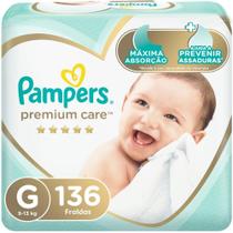 Fralda Pampers Premium Care Topíssima G com 136un