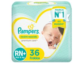Fralda Pampers Recém Nascido Premium Care RN+ 36 Unidades