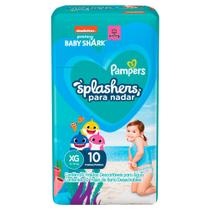 Fralda Pampers Splashers para Nadar Baby Shark XG com 10 Unidades Descartáveis