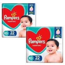 Fralda Pampers Supersec Jumbo Vermelha 2 Pacotes Tamanho XG Com 22 Unidades Cada - 11 kg à 15 kg